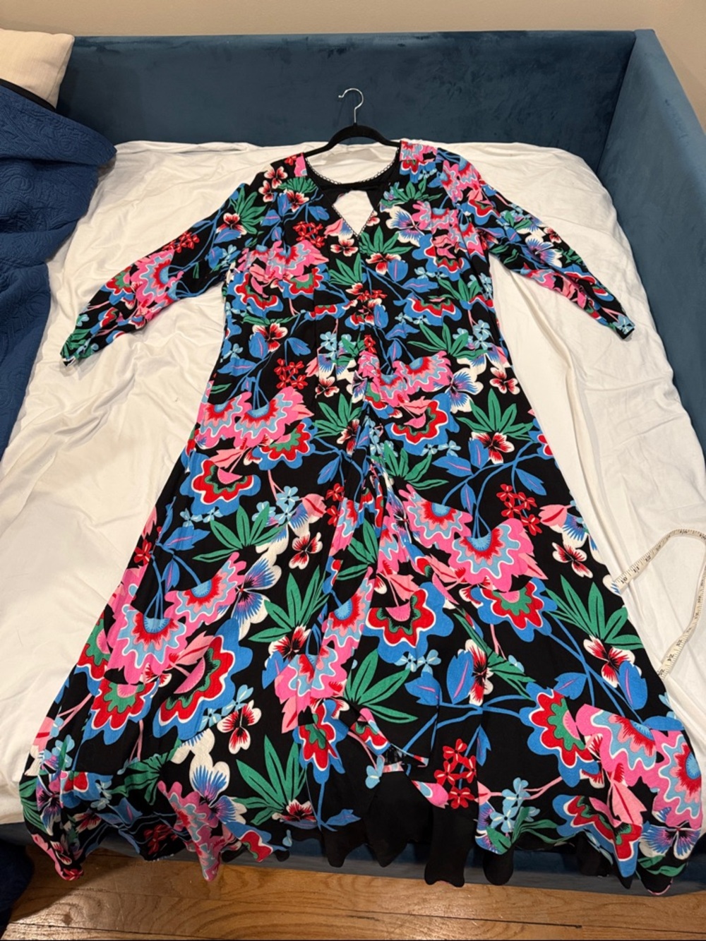 Anthropologie Maeve Black Floral High-Low Fit and Flare Floral
